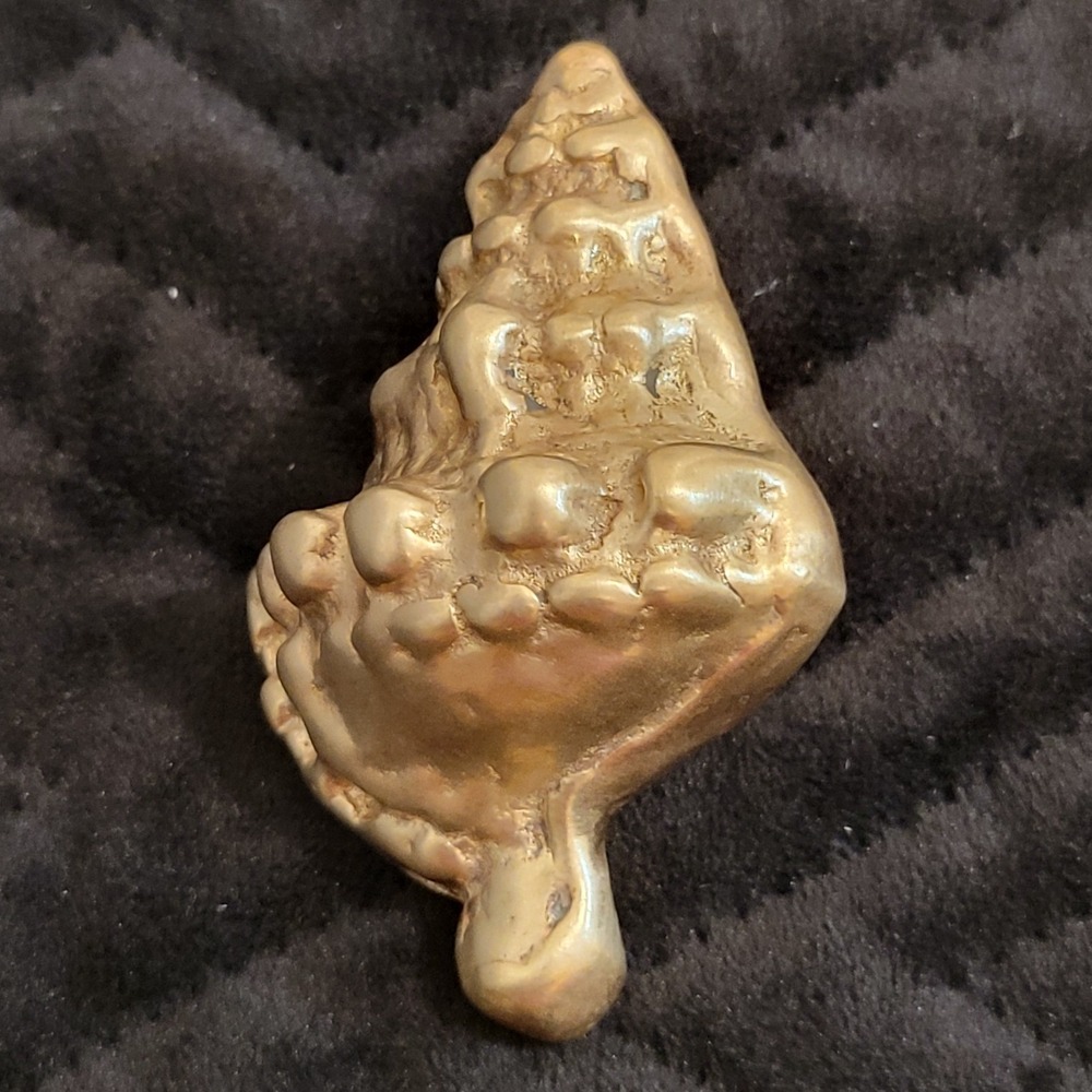 Vintage Solid Brass Conch Shell Figurine Paperweight Nautical Coastal Decor Cute